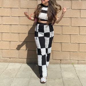 Akira- Black and White Checkered, Popcorn textured Co-Ord Set